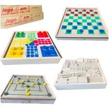 Jogo 4 Em 1 Jogos Dama Trilha Ludo Dominó Em Cx De Madeira Foto  mini 1