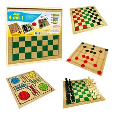 Jogo 4 em 1 Xadrez Damas Trilha Ludo Carimbras idade 7 Foto  mini 1