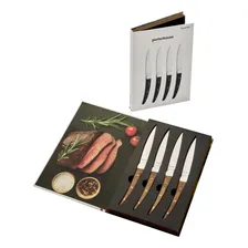 Jogo 4 Facas Para Carne/churrasco Cabo Em Madeira Legnoart Foto mini 3