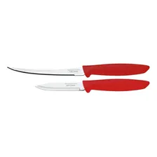 Jogo 4 Facas Tramontina Plenus Inox Cozinha Vermelho Cor Vermelha Foto mini 3