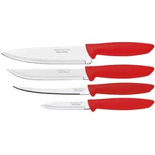 Jogo 4 Facas Tramontina Plenus Inox Cozinha Vermelho Cor Vermelha Foto mini 1