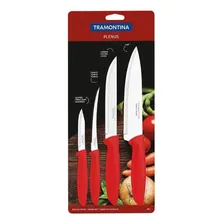 Jogo 4 Facas Tramontina Plenus Inox Cozinha Vermelho Cor Vermelha Foto mini 2