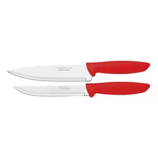 Jogo 4 Facas Tramontina Plenus Inox Cozinha Vermelho Cor Vermelha Foto mini 4