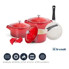 Jogo 4 Panela Cerâmica Indução Antiaderente Vermelha Le Cook Cor Vermelho Foto mini  2