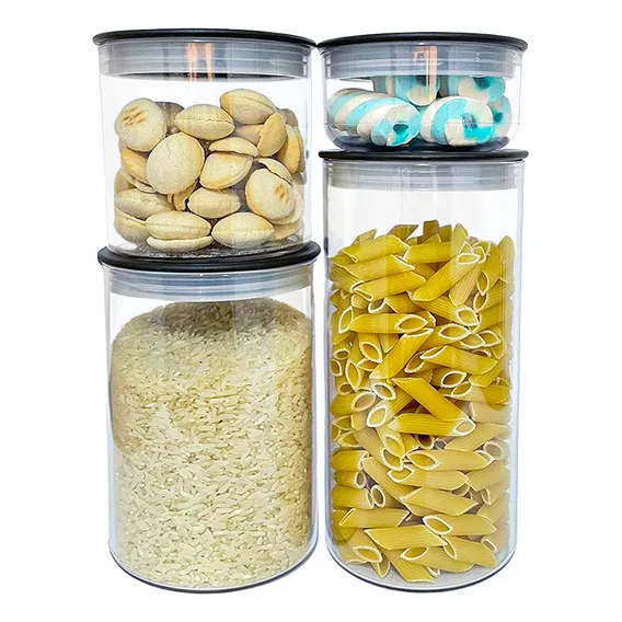 Jogo 4 Potes Decorativos Cozinha Organizador Alimentos Preto Foto 1