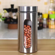 Jogo 4 Potes Herméticos Porta Mantimentos Em Vidro Aço Inox Foto mini 3
