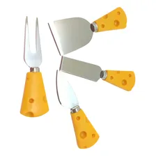Jogo 4 Talheres De Cortar Queijo Espátula Faca Garfo Foto mini 2