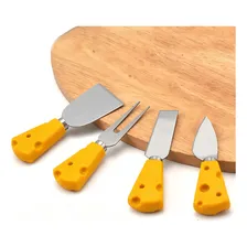 Jogo 4 Talheres De Cortar Queijo Espátula Faca Garfo Foto mini 4
