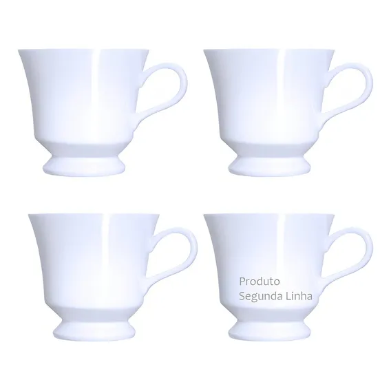 Jogo 4 XĂcaras Chá Porcelana Branca Germer S/ Pires 2a Linha Foto 1
