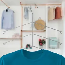 Jogo 5 Cabides Triplos Aço Cromado Comporta Até 15 Camisas Foto mini 4