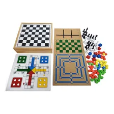 Jogo 5 Em 1 Dama Trilha Ludo Xadrez Jogo Da Velha 98 Peças Foto mini 1