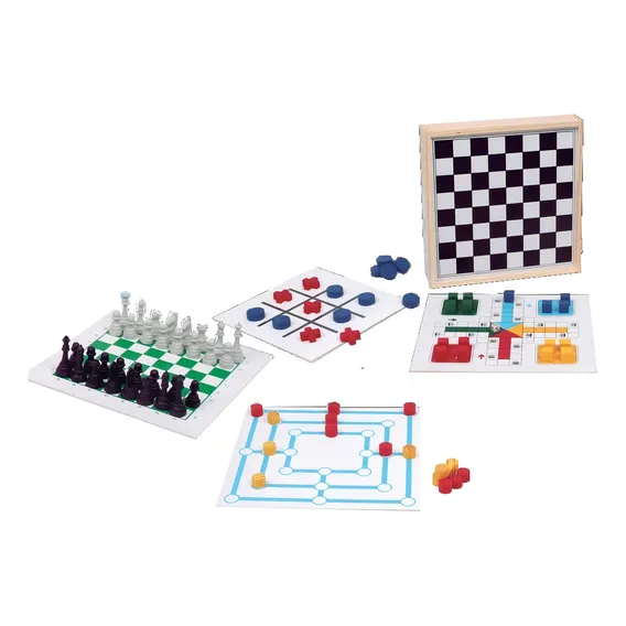 Jogo 5 Em 1 Mdf Xadrez Velha Dama Trilha Ludo Foto 1