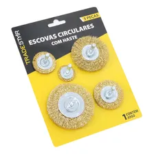 Jogo 5 Escovas De Aço Circular Para Furadeira Com Haste 1/4 Foto mini 3