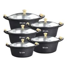 Jogo 5 Panela Alumínio Batido Craqueada Caçarola Kit Fundido Foto mini 1