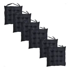 Jogo 6 Assentos Para Cadeira Tecido Oxford 40x40cm Futon Cor Preto-6pc Foto mini 1