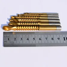 Jogo 6 Brocas Revestidas Titânio Corte Lateral Espiral Hss Foto mini 4
