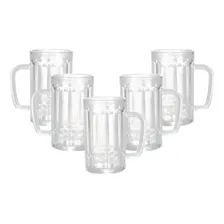 Jogo 6 Caneca De Vidro 375ml Robusta Com Alça Cerveja Chopp Foto mini 1