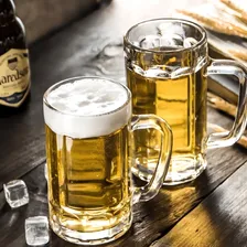 Jogo 6 Caneca De Vidro 375ml Robusta Com Alça Cerveja Chopp Foto mini 3