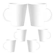 Jogo 6 Canecas De Porcelana Branca Lisa Tulipa 290ml Cor Branco 6 Canecas Foto mini 1