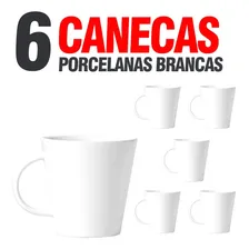 Jogo 6 Canecas De Porcelana Branca Lisa Tulipa 290ml Cor Branco 6 Canecas Foto mini 2