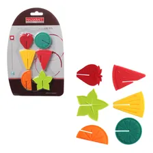Jogo 6 Marcadores Em Silicone Frutas Para Taças Vinhos Foto mini  2