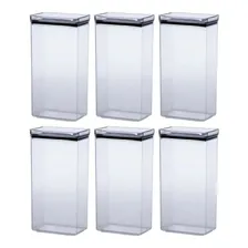 Jogo 6 Potes Herméticos Retangulares 2600ml Empilháveis Foto mini 1