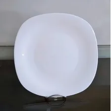 Jogo 6 Pratos Diva Quadrado Raso Vidro Opal Temperado 27,5cm Cor Branco Foto mini 4