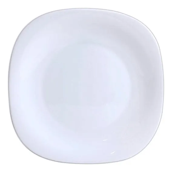 Jogo 6 Pratos Diva Quadrado Raso Vidro Opal Temperado 27,5cm Cor Branco Foto 1