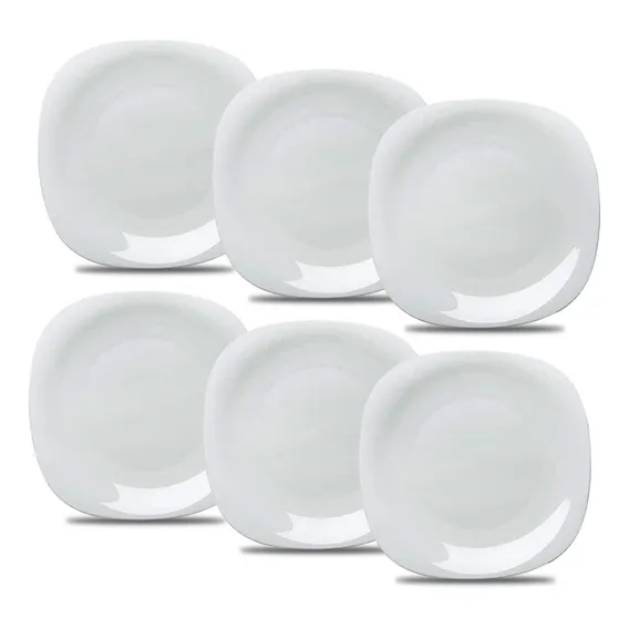 Jogo 6 Pratos Parma Quadrado De Vidro Opal Glass 27 Cm Foto 1