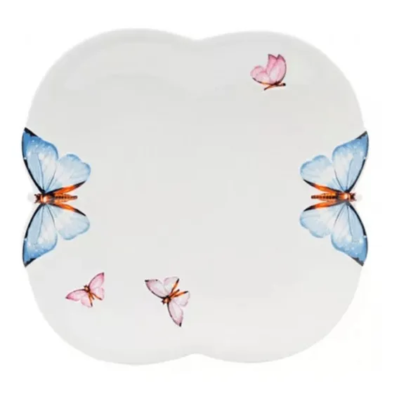 Jogo 6 Pratos Raso Porcelana Borboletas Wolff 24cm Mesaposta Foto 1
