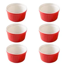 Jogo 6 Ramequim Porcelana 220ml Colorido Buffet Restaurante Cor Vermelho Foto mini 1