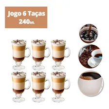 Jogo 6 Taça Caneca Café Cappuccino Milk Shake 240ml Vidro Foto mini 4