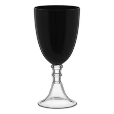 Jogo 6 Taças Água Vinho 480ml Vidro Preto Pé Transparente Foto mini 1