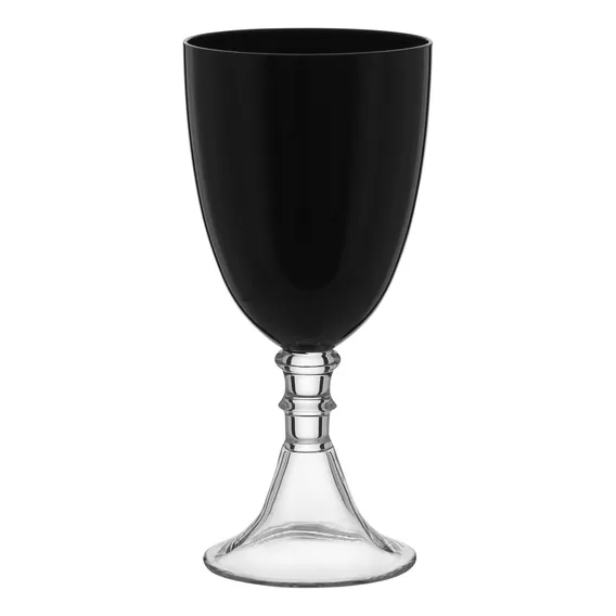 Jogo 6 Taças Água Vinho 480ml Vidro Preto Pé Transparente Foto 1