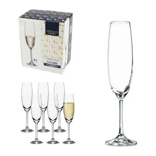 Jogo 6 Taças De Champagne Bohemia Cristal Titanium 220ml Foto 1
