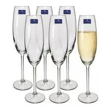 Jogo 6 Taças De Champagne Bohemia Cristal Titanium 220ml Foto mini  2