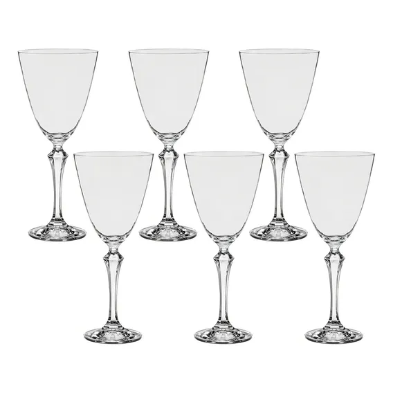 Jogo 6 Taças De Cristal Água 350  Linha Elisabeth Bohemia Foto 1