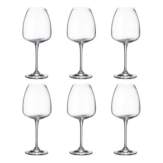 Jogo 6 Taças De Cristal Para Vinho Tinto 610ml Anser Bohemia Água Conjunto Taças Cristal Titânio Foto 1