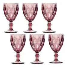 Jogo 6 Taças De Vidro Para Água Diamond Lilás 260ml - Lyor Foto  mini 1