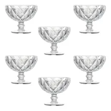 Jogo 6 Taças De Vidro Sorvete Sobremesa Diamond Clear 310ml Foto mini 1
