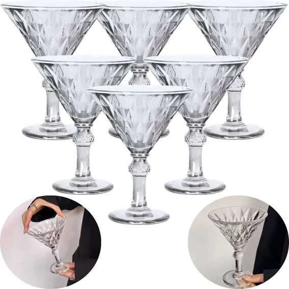 Jogo 6 Taças Veneza Martini Vidro Diamond Marguerita 200ml Cor Transparente Foto 1