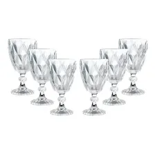 Jogo 6 Taças Vidro 260ml Diamond Transparente Foto mini 1