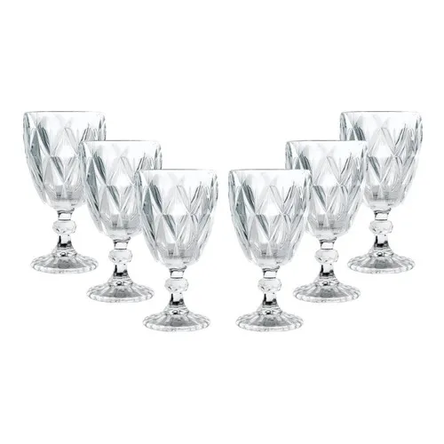 Jogo 6 Taças Vidro 260ml Diamond Transparente Foto 1