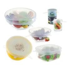 Jogo 6 Tampas Silicone Reutilizável FlexĂvel Transparente Foto mini 2