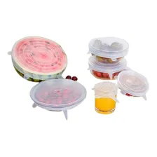 Jogo 6 Tampas Silicone Reutilizável FlexĂvel Transparente Foto mini 3