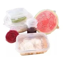 Jogo 6 Tampas Silicone Reutilizável FlexĂvel Transparente Foto mini 4