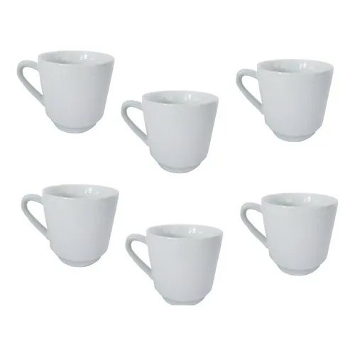 Jogo 6 XĂcara 200 Porcelana Branca Lisa Caneca Chá Cafe Foto 1