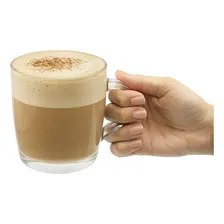 Jogo 6 Xícaras Caneca De Vidro Transparente Com Alça 340ml Foto mini  3