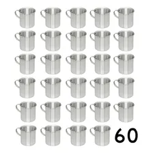 Jogo 60 Canecas De Alumínio Polido Resistente Com Alça 300ml Foto  mini 1