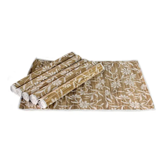 Jogo Americano Em Tecido Batik Folhas Conjunto Com 6 Foto 1